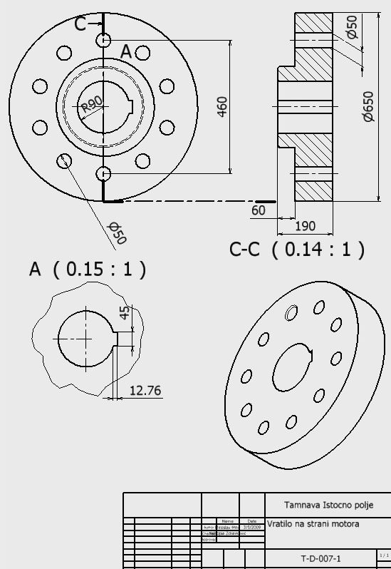 Prirubnica na strani motora 
