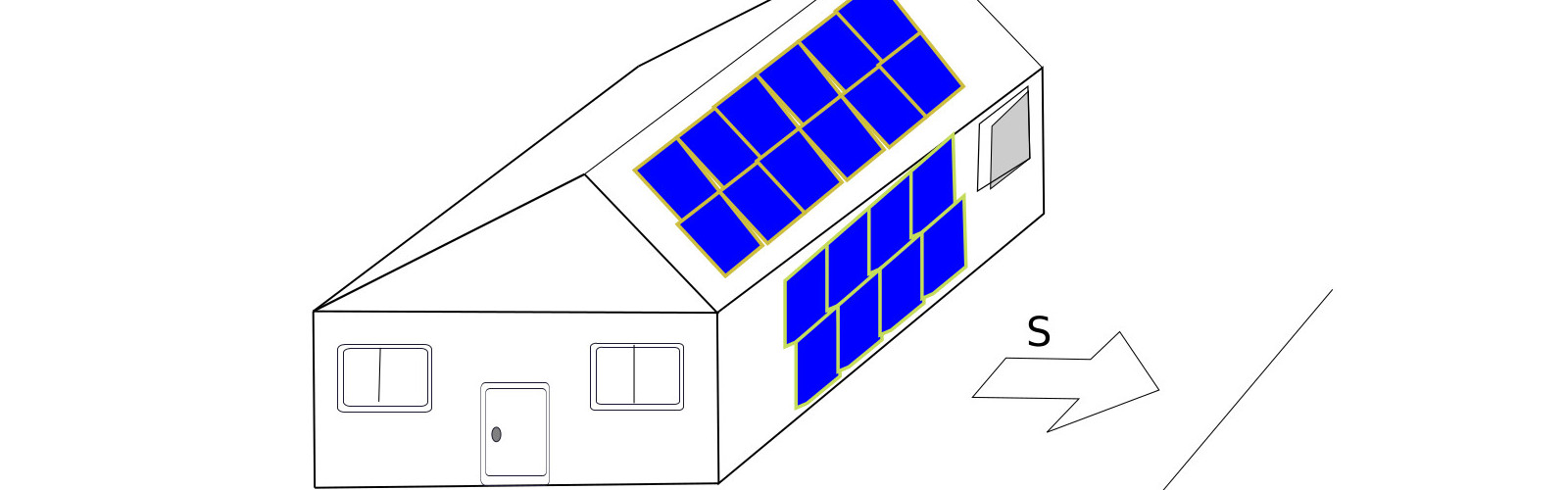 Solar Panels On The Wall And Roof Together - calculation
